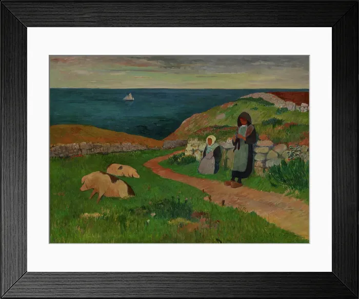 Framed Print : Young Breton Girls in the Field, about 1890-1891. Creator: Henri Moret Framed Print : Young Breton Girls in the Field, about 1890-1891. Creator: Henri Moret