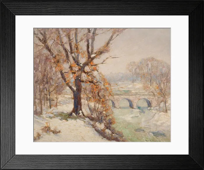 Framed Print : Riverbank in Winter, 1879-1932. Creator: Paul A Randall Framed Print : Riverbank in Winter, 1879-1932. Creator: Paul A Randall