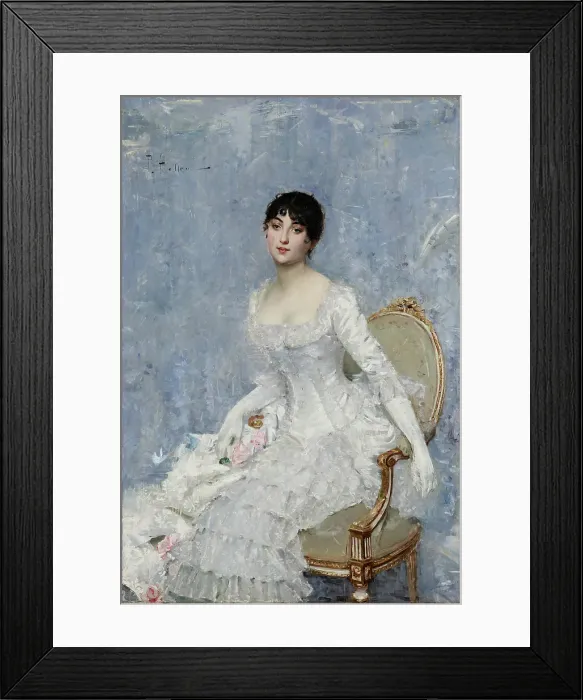 Framed Print : Young Lady in White, about 1880. Creator: Paul Helleu Framed Print : Young Lady in White, about 1880. Creator: Paul Helleu