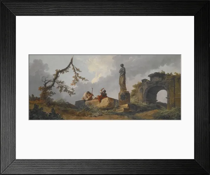 Framed Print : The Statue, 1700s. Creator: Hubert Robert Framed Print : The Statue, 1700s. Creator: Hubert Robert