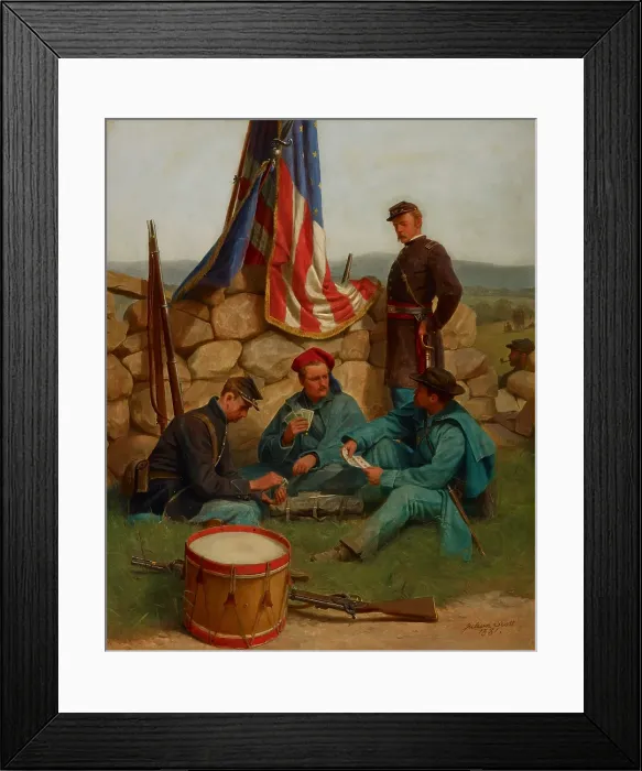 Framed Print : A Break: Playing Cards, 1881. Creator: Julian Scott Framed Print : A Break: Playing Cards, 1881. Creator: Julian Scott