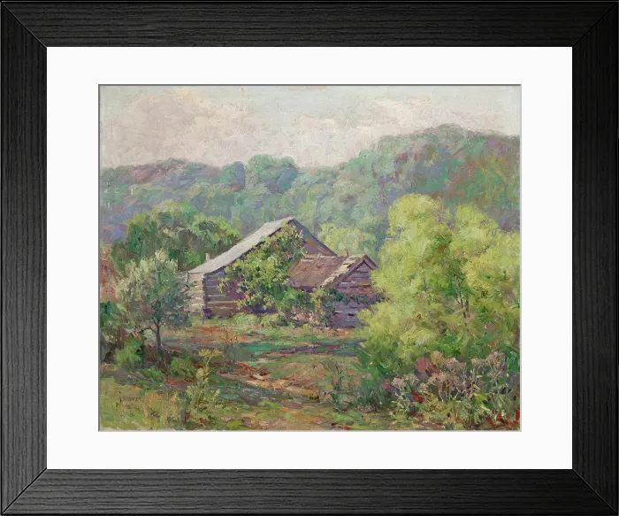 Framed Print : Barnes Cabin on Owl Creek, Brown County, probably 1920. Creator: John W Vawter Framed Print : Barnes Cabin on Owl Creek, Brown County, probably 1920. Creator: John W Vawter
