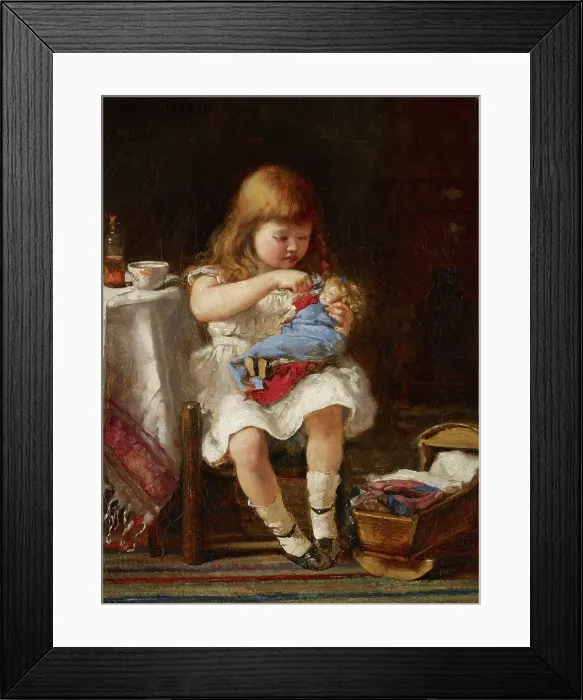 Framed Print : An Anxious Mother, before 1883. Creator: Percival De Luce Framed Print : An Anxious Mother, before 1883. Creator: Percival De Luce