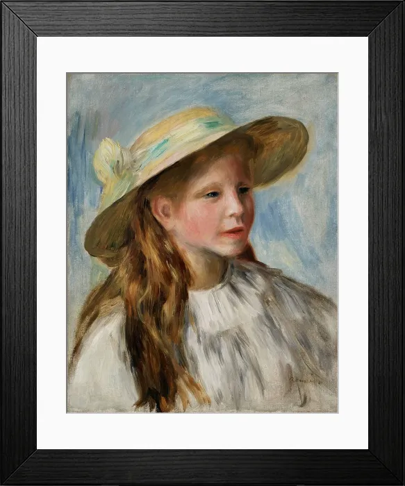 Framed Print : Little Girl with a Hat (Jeune Fille au Chapeau), 1894. Creator: Pierre-Auguste Renoir