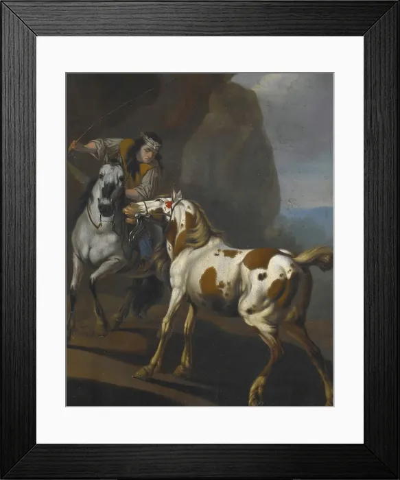 Framed Print : Indian taming a horse, about 1650. Creator: Johann Heinrich Roos Framed Print : Indian taming a horse, about 1650. Creator: Johann Heinrich Roos