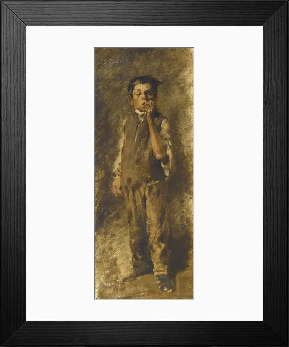 Framed Print : Boy Biting his Nails, 1891-1992. Creator: Wilhelm Busch Framed Print : Boy Biting his Nails, 1891-1992. Creator: Wilhelm Busch