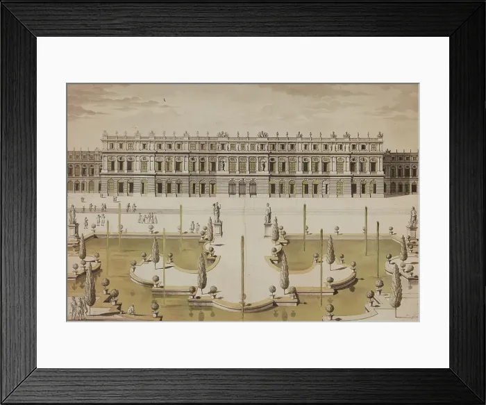 Framed Print : View of the Chateau of Versailles from the side of Le Notre's Parterre d'Eau, about 1680. Creator: Israel Silvestre. View of the Chateau of Versailles from the side of Le Notre's Parterre d'Eau, about 1680 Framed Print : View of the Chateau of Versailles from the side of Le Notre's Parterre d'Eau, about 1680. Creator: Israel Silvestre. View of the Chateau of Versailles from the side of Le Notre's Parterre d'Eau, about 1680