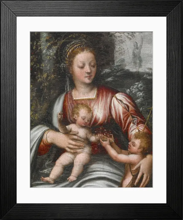 Framed Print : Madonna and Child with St John the Baptist, probably early 1600s. Creator: Scarsellino Framed Print : Madonna and Child with St John the Baptist, probably early 1600s. Creator: Scarsellino