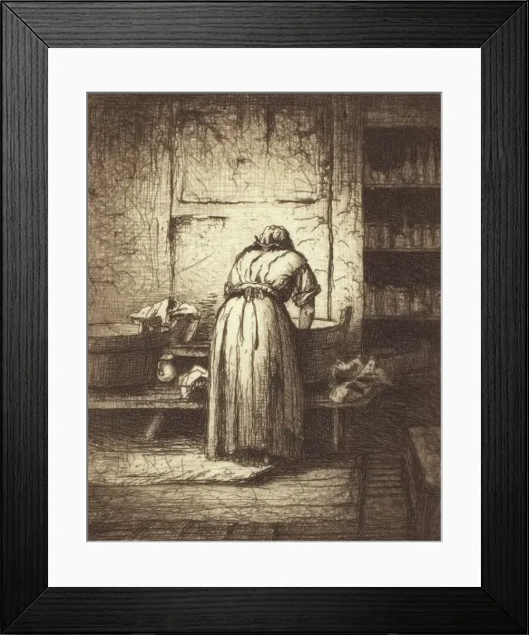 Framed Print : The Washerwoman, 1877. Creator: Henry Farrer Framed Print : The Washerwoman, 1877. Creator: Henry Farrer
