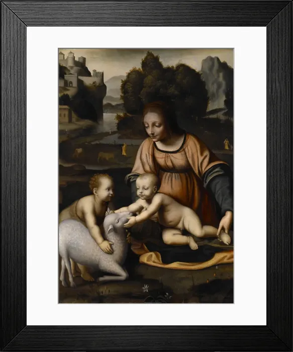 Framed Print : Madonna and Child with St John the Baptist and the Lamb, about 1525 or after. Creator: Bernardino Luini Framed Print : Madonna and Child with St John the Baptist and the Lamb, about 1525 or after. Creator: Bernardino Luini