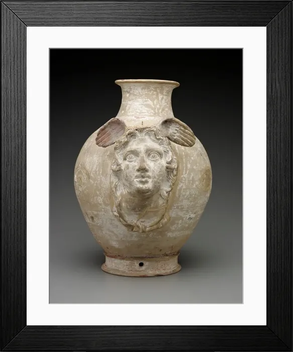 Framed Print : Canosan White-Ground Amphora with Protomes: Medusa and Centaurs, 3rd-2nd centuries BC. Creator: Unknown Framed Print : Canosan White-Ground Amphora with Protomes: Medusa and Centaurs, 3rd-2nd centuries BC. Creator: Unknown
