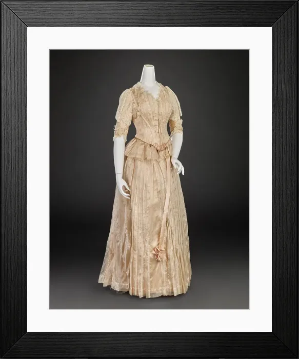 Framed Print : Ball Gown (Bodice, Skirt, Shawl), 1889. Creator: Louis Valentin Framed Print : Ball Gown (Bodice, Skirt, Shawl), 1889. Creator: Louis Valentin
