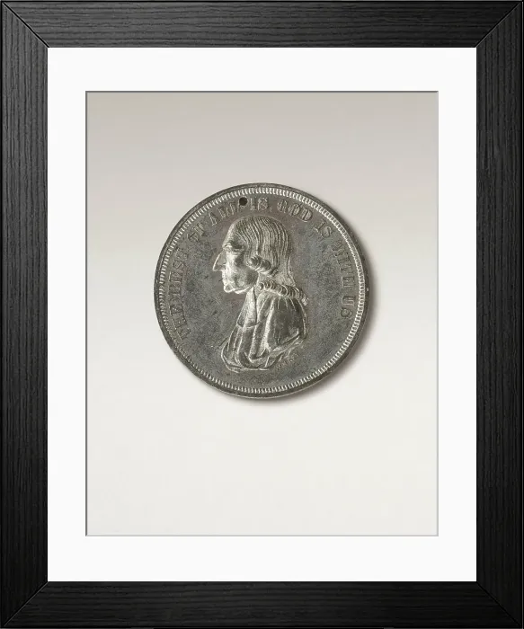 Framed Print : The Best of All, God Is with Us (John Wesley medal), before 1913. Creator: William H Key Framed Print : The Best of All, God Is with Us (John Wesley medal), before 1913. Creator: William H Key