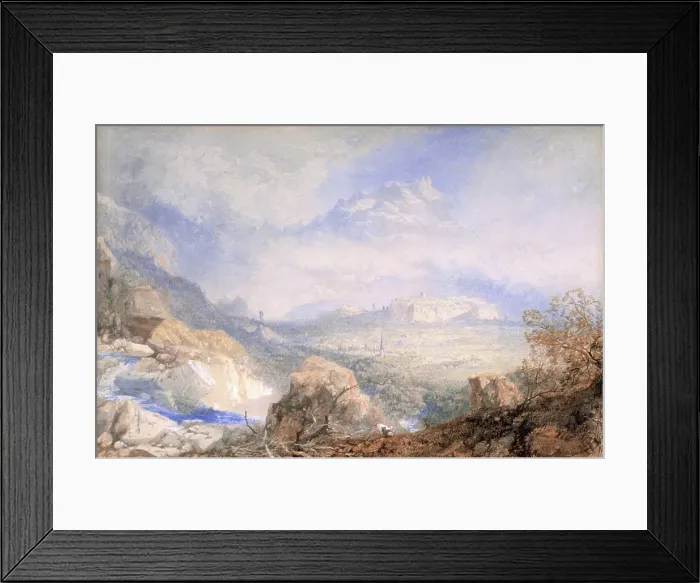 Framed Print : Valley of the Rhone with the City and Citadel of Sion, in Switzerland, 1853. Creator: James Baker Pyne Framed Print : Valley of the Rhone with the City and Citadel of Sion, in Switzerland, 1853. Creator: James Baker Pyne
