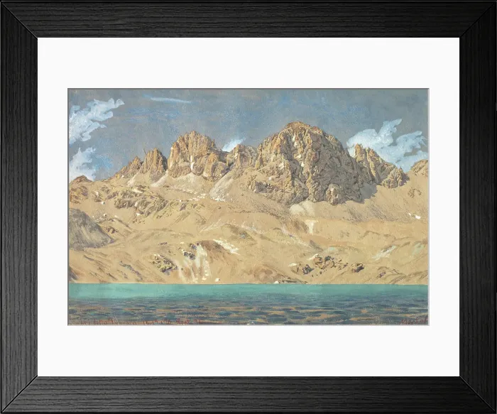 Framed Print : Lake of Tscheppa with Mt. Polaschin in the Engadin Valley, 1876. Creator: Adolf Von Meckel Framed Print : Lake of Tscheppa with Mt. Polaschin in the Engadin Valley, 1876. Creator: Adolf Von Meckel
