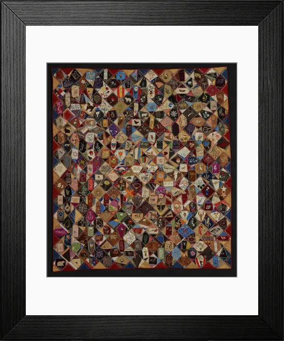 Framed Print : Crazy Quilt, about 1883-1893. Creator: Victorene P. Mitchell Framed Print : Crazy Quilt, about 1883-1893. Creator: Victorene P. Mitchell