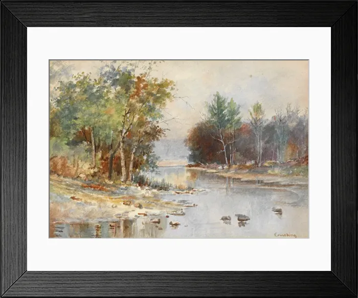 Framed Print : untitled (Stream in Autumn). Creator: John Joseph Enneking Framed Print : untitled (Stream in Autumn). Creator: John Joseph Enneking