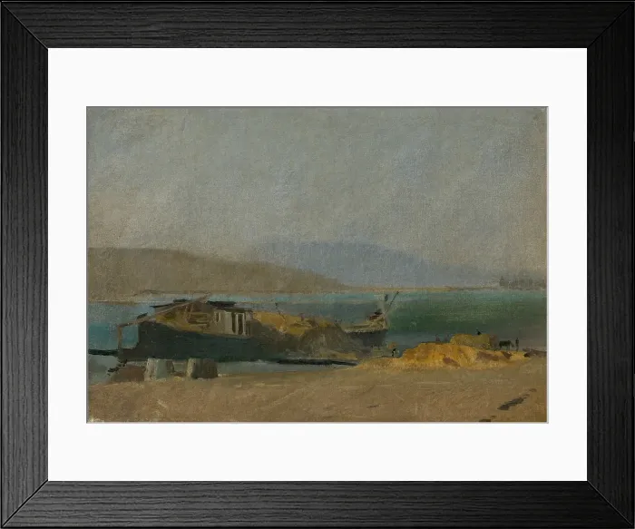Framed Print : Cargo Ship on the Danube Riverbank, 1880-1900. Creator: Ladislav Mednyanszky Framed Print : Cargo Ship on the Danube Riverbank, 1880-1900. Creator: Ladislav Mednyanszky