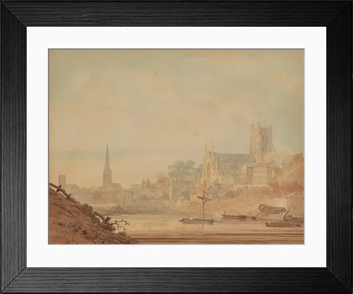 Framed Print : Worcester from the River Severn, about 1795. Creator: Edward Dayes Framed Print : Worcester from the River Severn, about 1795. Creator: Edward Dayes