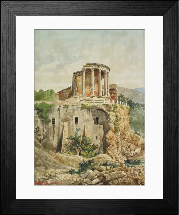 Framed Print : Temple of Vesta at Tivoli, 19th century. Creator: Massimiliano Bertozzi Framed Print : Temple of Vesta at Tivoli, 19th century. Creator: Massimiliano Bertozzi