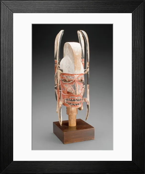 Framed Print : Human head on post for Malaggan funerary rituals, 1880-1920. Creator: Unknown Framed Print : Human head on post for Malaggan funerary rituals, 1880-1920. Creator: Unknown