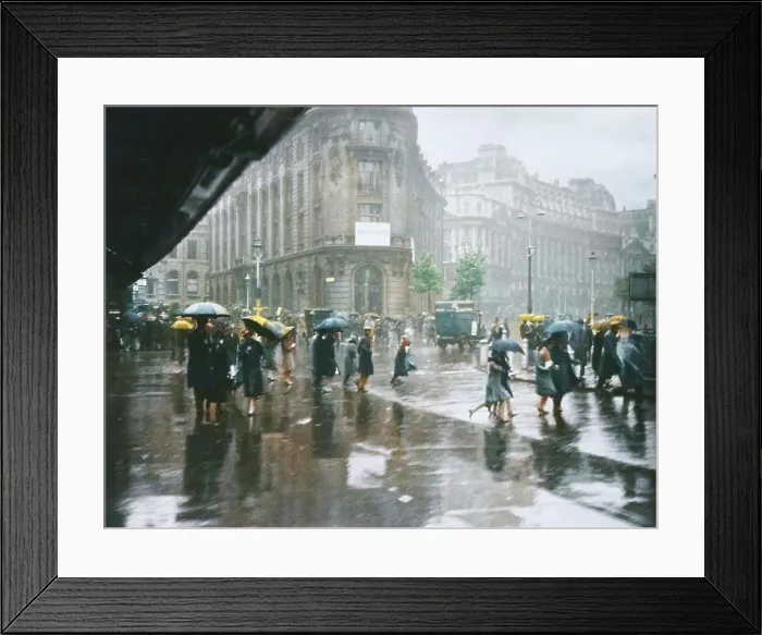 Framed Print : One of Londons wet days. From the album: Photograph album - London, 1920s. Creator: Harry Moult Framed Print : One of Londons wet days. From the album: Photograph album - London, 1920s. Creator: Harry Moult
