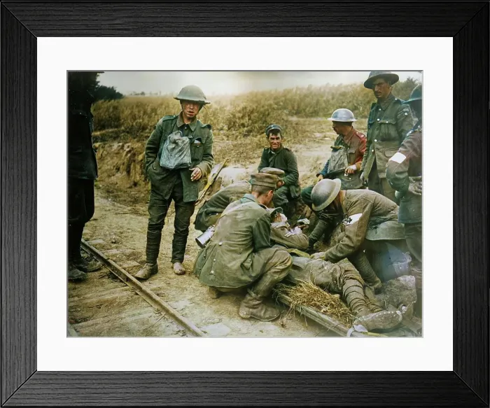 Framed Print : Dressing wounds of British, 18 Aug 1918. Creator: Bain News Service Framed Print : Dressing wounds of British, 18 Aug 1918. Creator: Bain News Service