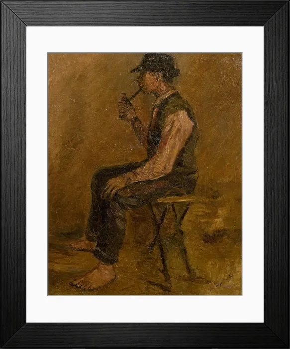 Framed Print : Study of a Seated Man with a Pipe, 1908-1910. Creator: Ladislav Mednyanszky Framed Print : Study of a Seated Man with a Pipe, 1908-1910. Creator: Ladislav Mednyanszky