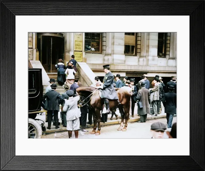 Framed Print : Crowd in front of White Star offices, 1912. Creator: Bain News Service