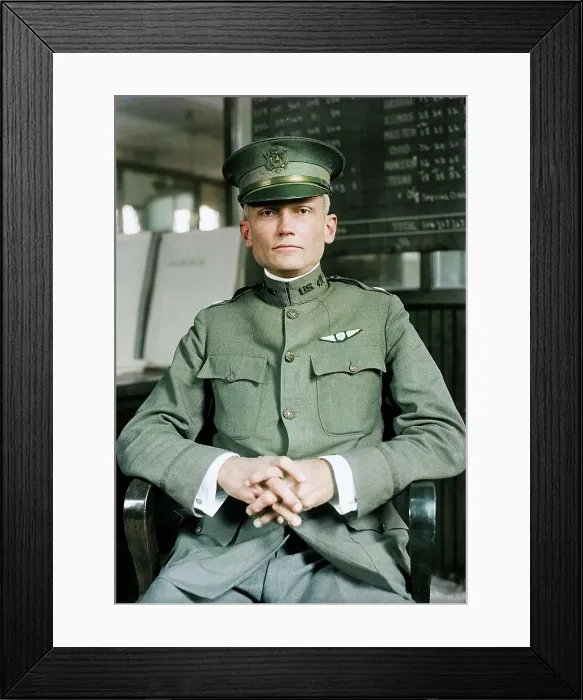 Framed Print : Hiram Bingham, Aviator - At Desk, 1917. Creator: Harris & Ewing Framed Print : Hiram Bingham, Aviator - At Desk, 1917. Creator: Harris & Ewing