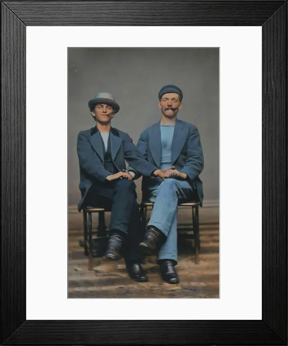Framed Print : Two Seated Young Men Holding Hands, 1880s. Creator: Unknown Framed Print : Two Seated Young Men Holding Hands, 1880s. Creator: Unknown