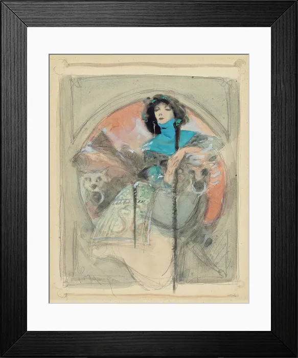 Framed Print : Portrait of Sarah Bernhardt, early 20th century. Creator: Edgard Maxence Framed Print : Portrait of Sarah Bernhardt, early 20th century. Creator: Edgard Maxence
