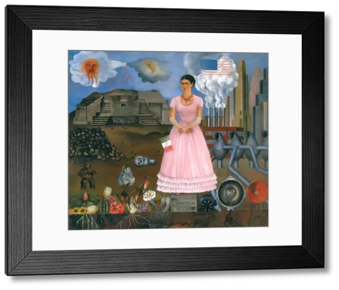 Framed Print : Self-Portrait Along the Border Line Between Mexico and the United States, 1932. Creator: Frida Kahlo Framed Print : Self-Portrait Along the Border Line Between Mexico and the United States, 1932. Creator: Frida Kahlo