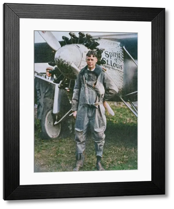 Framed Print : American aviator Charles Lindbergh and his plane, Spirit of St Louis, c1927 (c1937). Creator: Unknown. American aviator Charles Lindbergh and his plane, Spirit of St Louis, c1927 (c1937). Creator: Unknown Framed Print : American aviator Charles Lindbergh and his plane, Spirit of St Louis, c1927 (c1937). Creator: Unknown. American aviator Charles Lindbergh and his plane, Spirit of St Louis, c1927 (c1937). Creator: Unknown