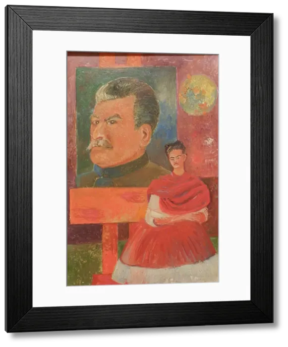 Framed Print : Self Portrait with Stalin, 1954. Creator: Frida Kahlo Framed Print : Self Portrait with Stalin, 1954. Creator: Frida Kahlo