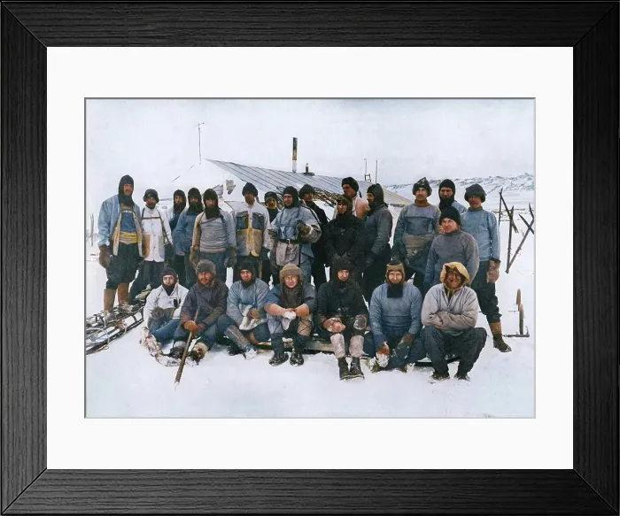 Framed Print : The Main Party at Cape Evans After The Winter, 1911, (1913). Creator: Herbert Ponting. The Main Party at Cape Evans After The Winter, 1911, (1913). Creator: Herbert Ponting Framed Print : The Main Party at Cape Evans After The Winter, 1911, (1913). Creator: Herbert Ponting. The Main Party at Cape Evans After The Winter, 1911, (1913). Creator: Herbert Ponting