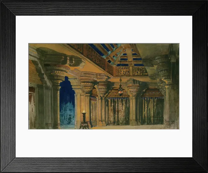 Framed Print : Stage design for the ballet La Bayadere, composed by L. Minkus, 1884. Creator: Orest Karlovich Allegri Framed Print : Stage design for the ballet La Bayadere, composed by L. Minkus, 1884. Creator: Orest Karlovich Allegri