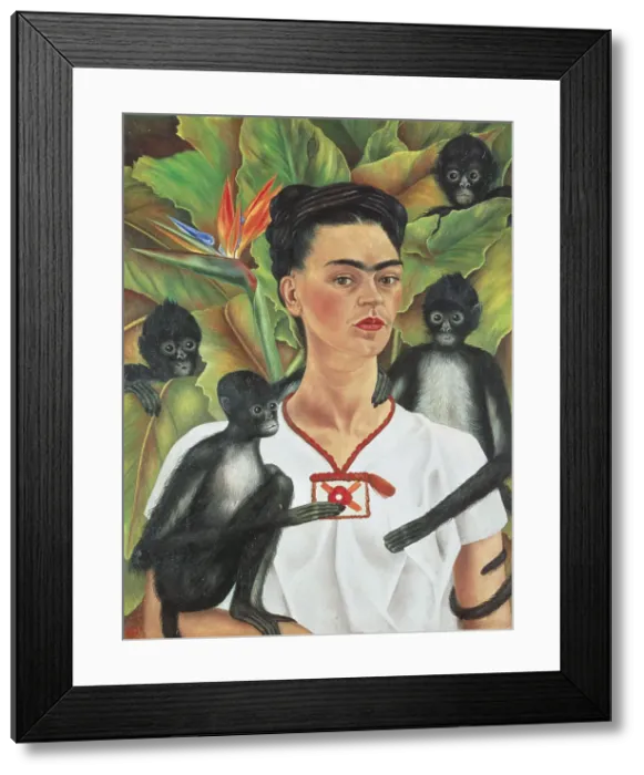 Framed Print : Self-Portrait with Monkeys, 1943. Creator: Frida Kahlo Framed Print : Self-Portrait with Monkeys, 1943. Creator: Frida Kahlo
