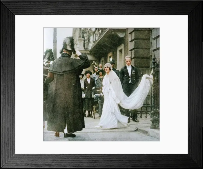 Framed Print : Lady Elizabeth Bowes-Lyon on her way to be married at Westminster Abbey, 26 April 1923, (1937). Creator: Unknown