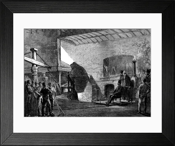 Framed Print : The Shah at the Crewe Locomotive-Engine Factory: the Bessemer Process, 1873. Creator: Unknown