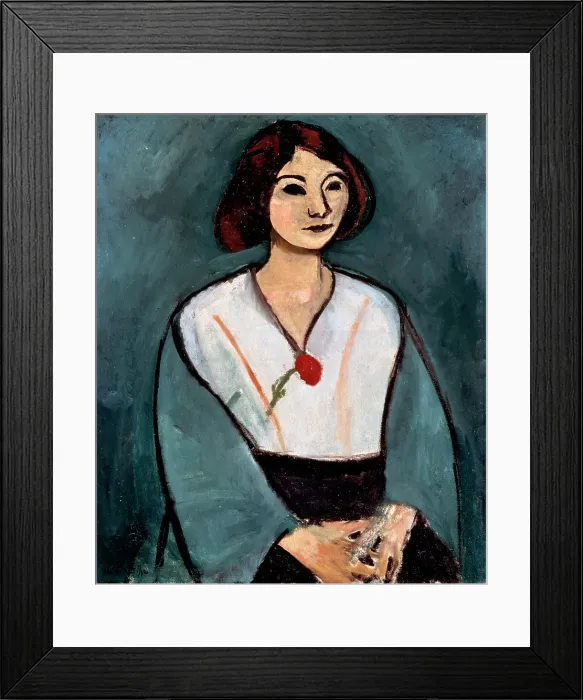 Framed Print : Lady in Green (Woman with a Red Carnation), 1909. Creator: Henri Matisse. Lady in Green (Woman with a Red Carnation), 1909. Creator: Henri Matisse Framed Print : Lady in Green (Woman with a Red Carnation), 1909. Creator: Henri Matisse. Lady in Green (Woman with a Red Carnation), 1909. Creator: Henri Matisse
