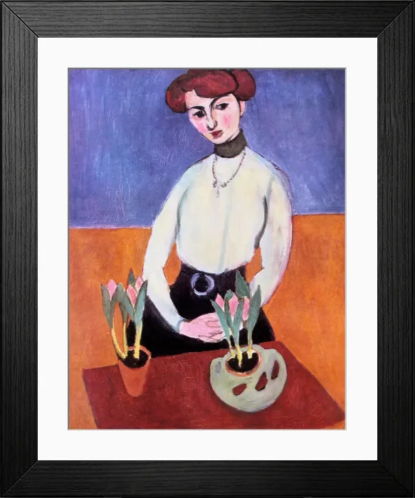 Framed Print : Girl with Tulips, 1910. Creator: Henri Matisse. Girl with Tulips, 1910. Creator: Henri Matisse