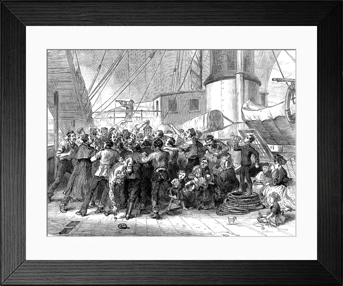 Framed Print : Life on board a troop-ship: Commence Firing, 1873. Creator: Unknown Framed Print : Life on board a troop-ship: Commence Firing, 1873. Creator: Unknown