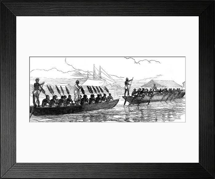 Framed Print : Visit of an African chief and suite to a ship of war, 1873. Creator: Unknown Framed Print : Visit of an African chief and suite to a ship of war, 1873. Creator: Unknown