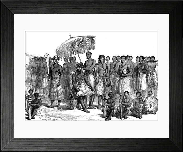 Framed Print : The King of Ashantee and his executioners, 1873. Creator: Unknown Framed Print : The King of Ashantee and his executioners, 1873. Creator: Unknown