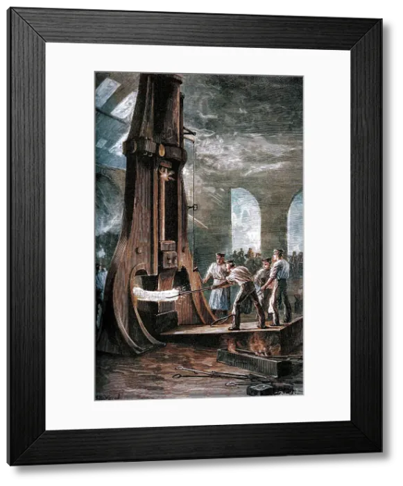 Framed Print : Nasmyth's steam hammer at work, (c1880). Creator: Roberts. Nasmyth's steam hammer at work, (c1880). Creator: Roberts