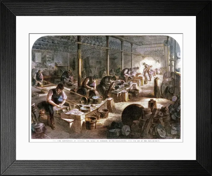 Framed Print : Steel manufactures of Sheffield, Yorkshire, 1866. Creator: Mason Jackson Framed Print : Steel manufactures of Sheffield, Yorkshire, 1866. Creator: Mason Jackson