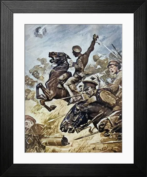 Framed Print : Dashing Dragoon Guards Rout German Infantry in the Great Advance, 1916. Creator: Unknown. Dashing Dragoon Guards Rout German Infantry in the Great Advance, 1916. Creator: Unknown Framed Print : Dashing Dragoon Guards Rout German Infantry in the Great Advance, 1916. Creator: Unknown. Dashing Dragoon Guards Rout German Infantry in the Great Advance, 1916. Creator: Unknown