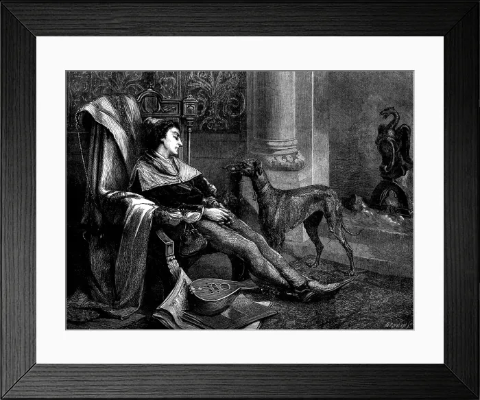 Framed Print : The Tired Attendant, by F. Huard, in the exhibition of the Society of British Artists, 1873. Creator: Jenkin Framed Print : The Tired Attendant, by F. Huard, in the exhibition of the Society of British Artists, 1873. Creator: Jenkin