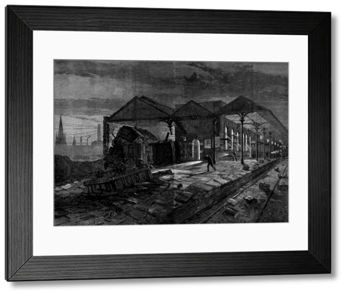 Framed Print : The railway accident at Wigan, 1873. Creator: Unknown Framed Print : The railway accident at Wigan, 1873. Creator: Unknown